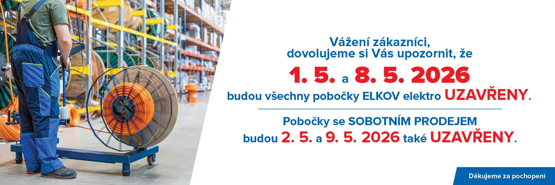 Všechny pobočky budou během státních svátků uzavřeny.